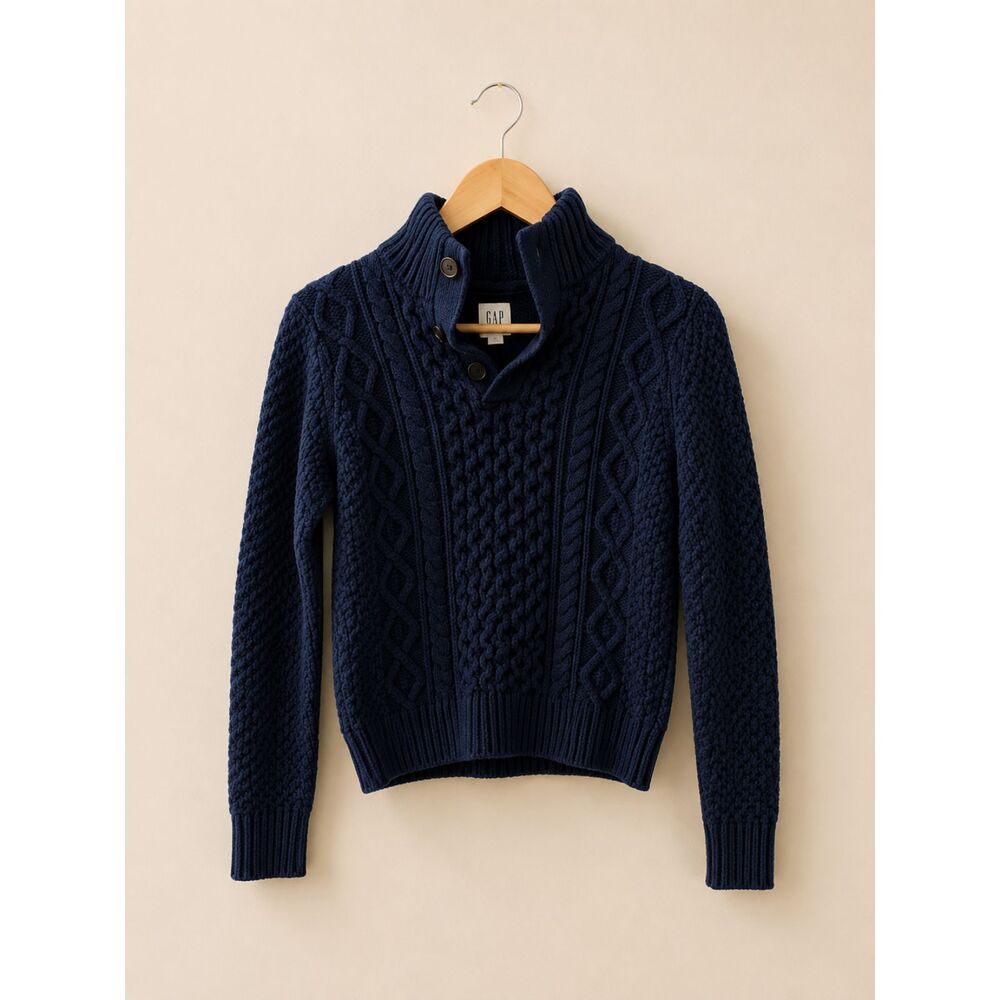 GAP Kids Cable Knit Sweater XXL (14–16) Navy Shawl Collar GUC